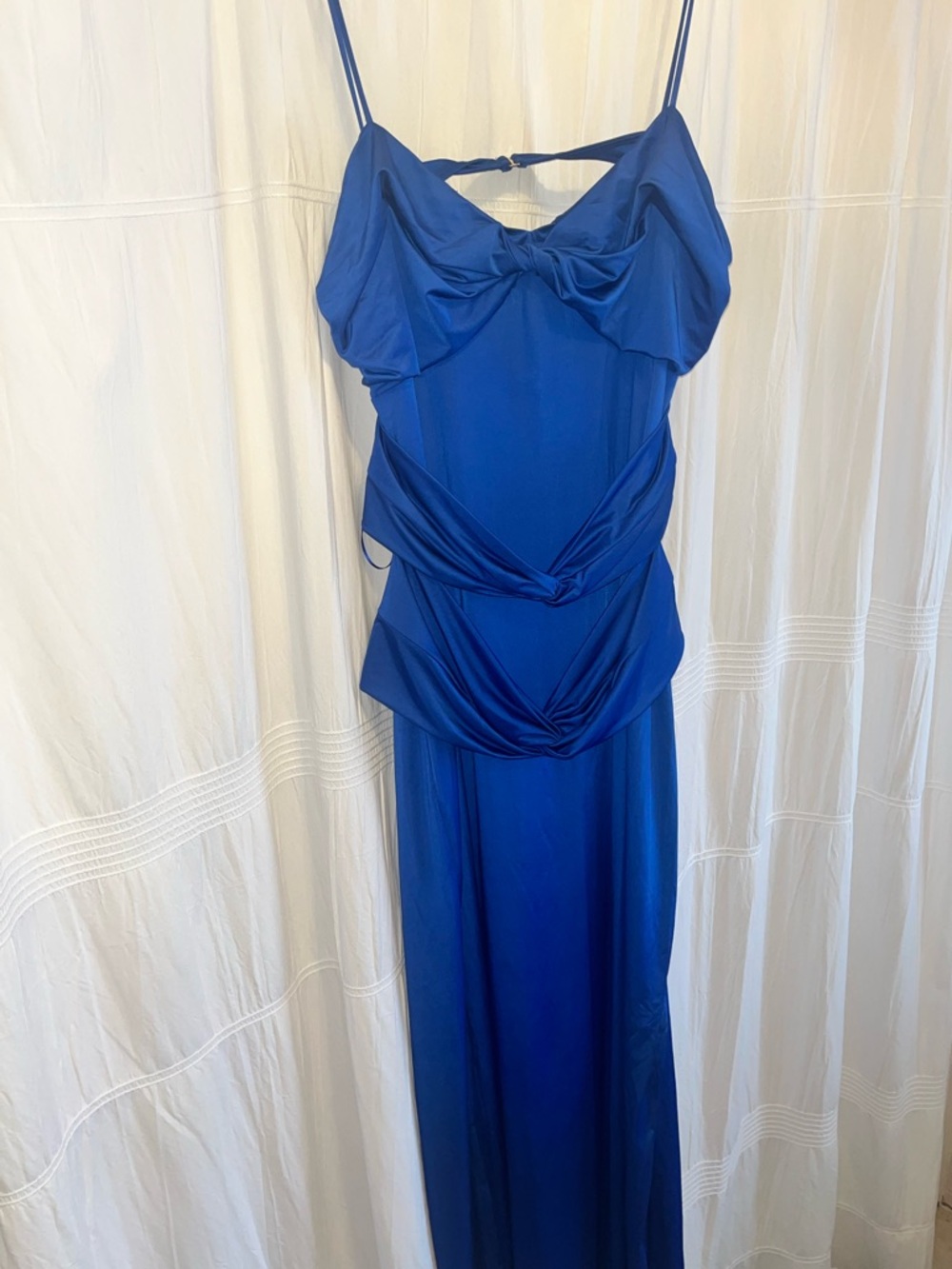 Cobalt Blue Dress NWT Sunday in Brooklyn Twist Front Midi Fitted
